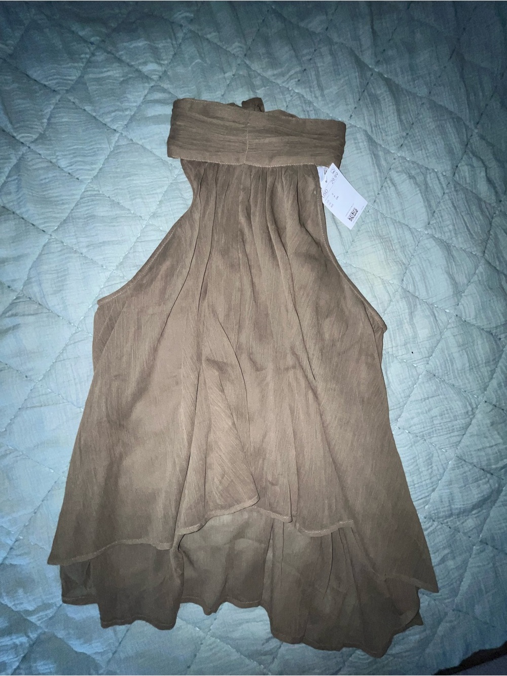 H&M Taupe Halter Neck Tiered High-Low Shirt
